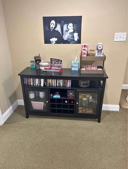 Wooden Buffet with Wine Rack and Cabinets