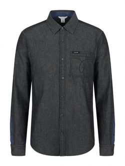 Calvin Klein Men's Black Denim Button-Down Shirt Size S 100% Cotton NWT
