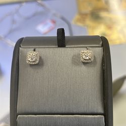 Small Diamond On Sterling Silver Studs