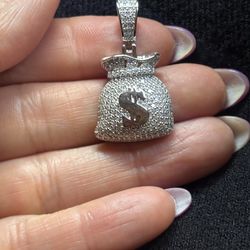 Sterling Silver Moissanite Money Bag