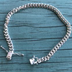 Nice NEW Sterling Silver .925 Cuban 8” Bracelet 5MM Made In Italy With Box Lock 