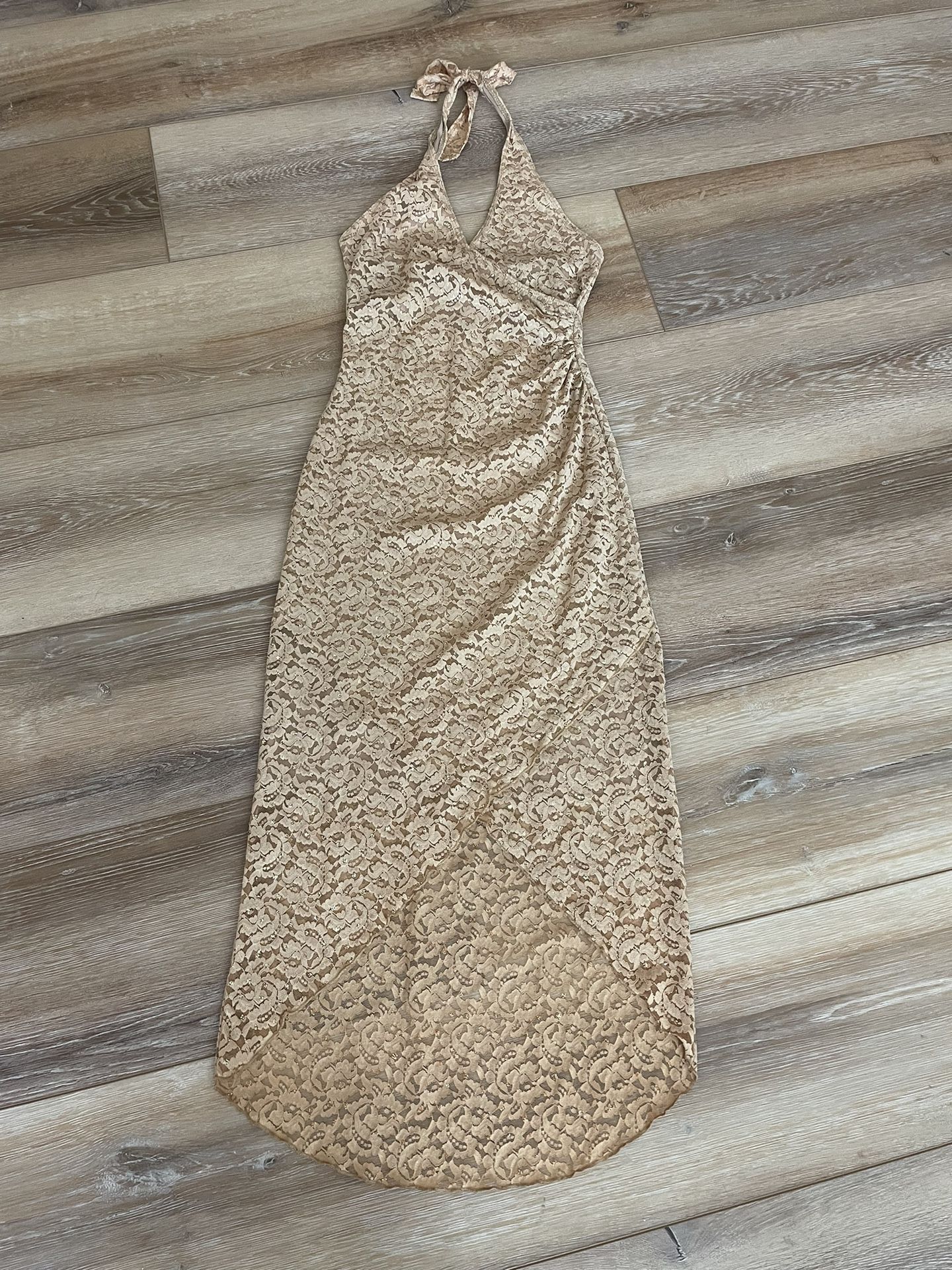 Juniors Gold Lace Dress With Sparkles  Size Small 