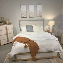 Bedroom Set 3 pcs wood set Led Bed light bed chest nightstand