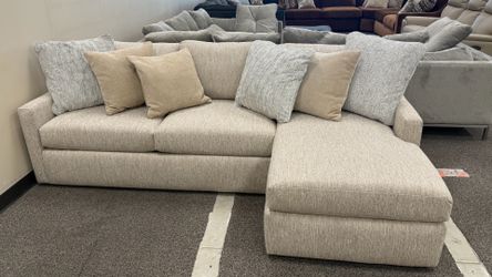 Beige Fabric Sectional Sofa with Chaise