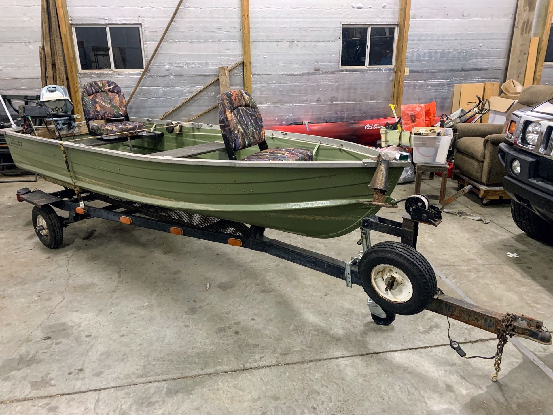 12 ft semi-v Starcraft fishing boat/trailer