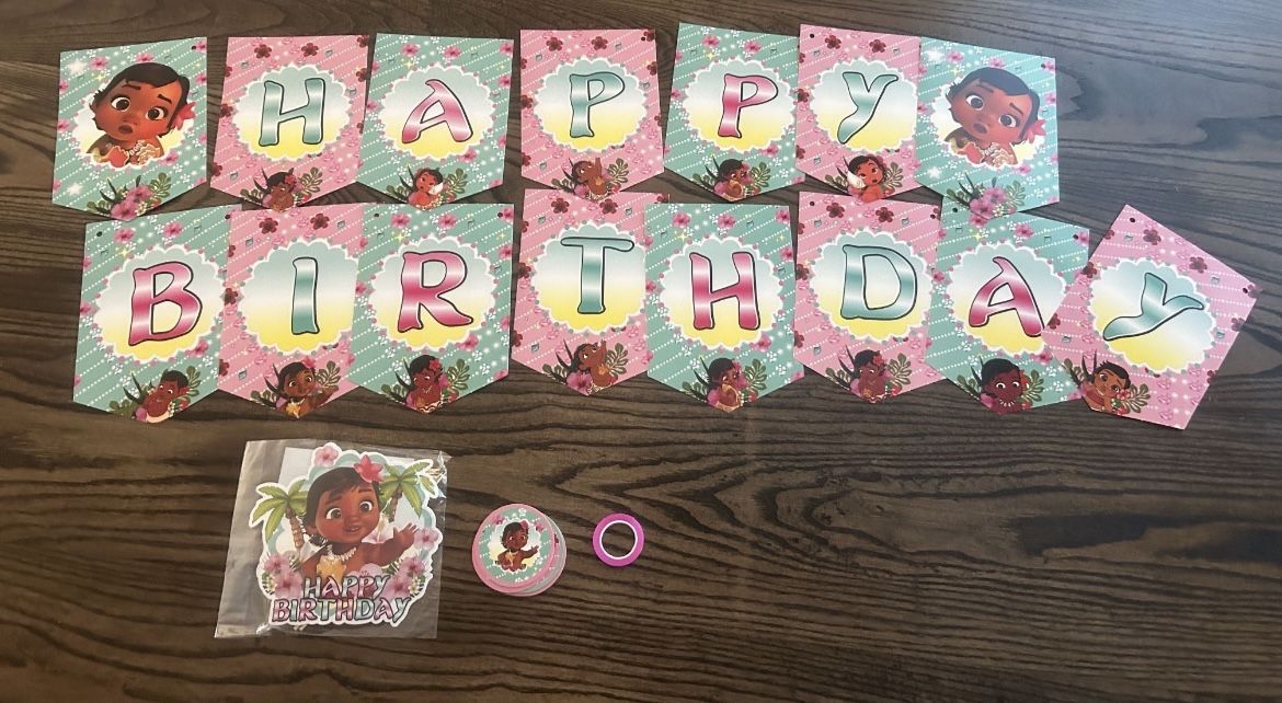 Baby Moana “striped” Birthday Decorations