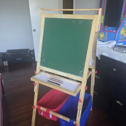 Standalone easel with white board and chalk board in one