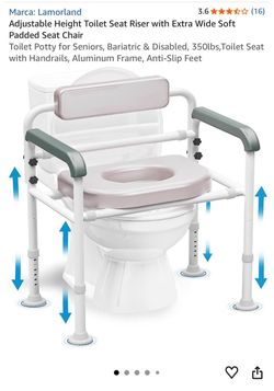 Lamorland Adjustable Height Toilet Seat Riser Padded Bariatric Commode Chair 350LB