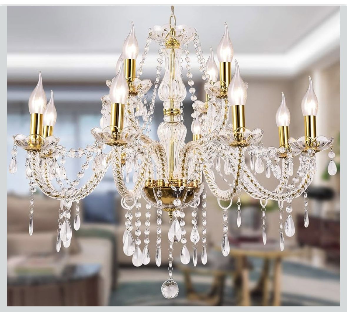 Crystal Candle Chandeliers Lighting 12 Lights