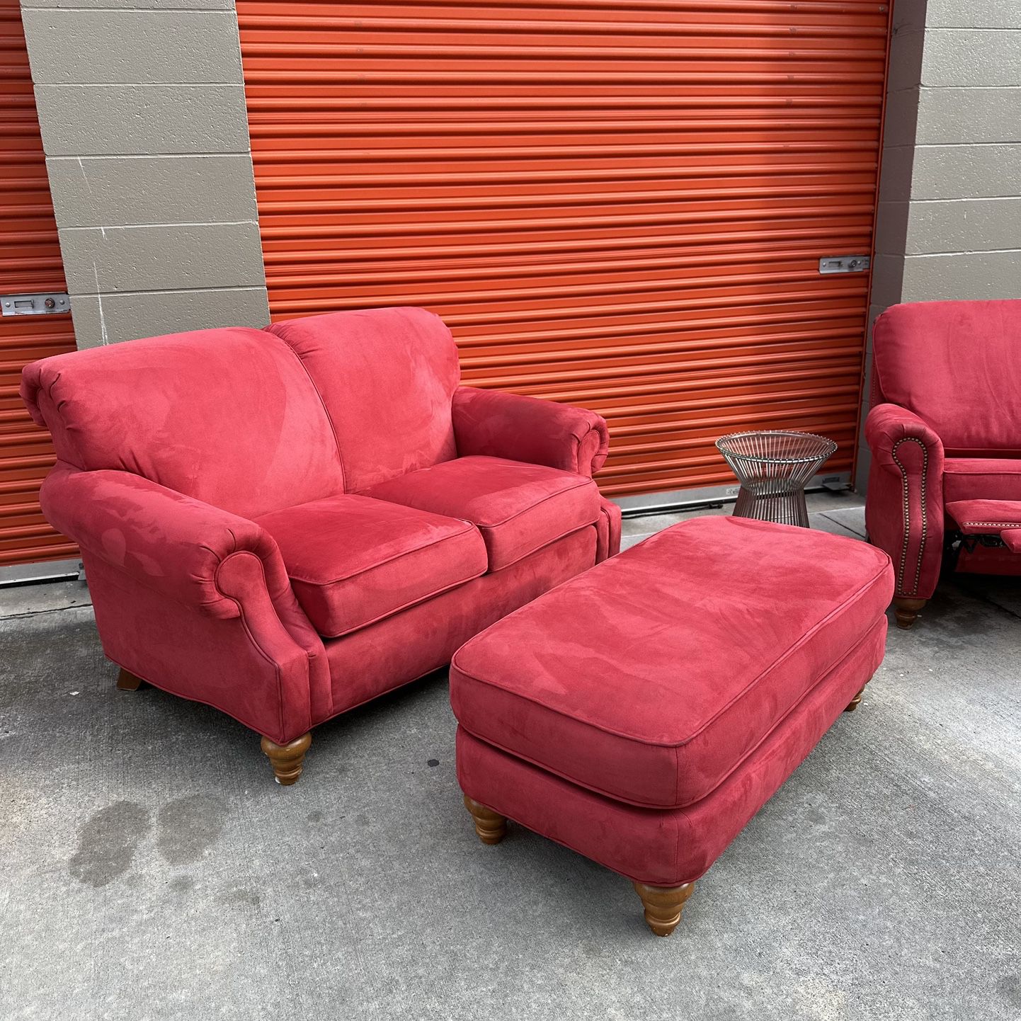 Red velvet couch & chair set