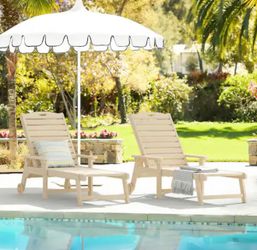 Helen Sand Recycled Plastic Plywood Outdoor Reclining Chaise Lounge Chairs with Wheels for Poolside Patio (Set of 2)