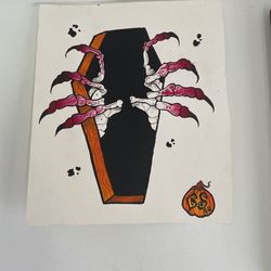 Creepy Hands Acrylic Painting 6in X 7in