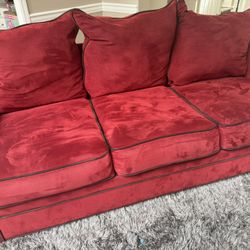 Red Living Room Couch Set — Free Ottoman 