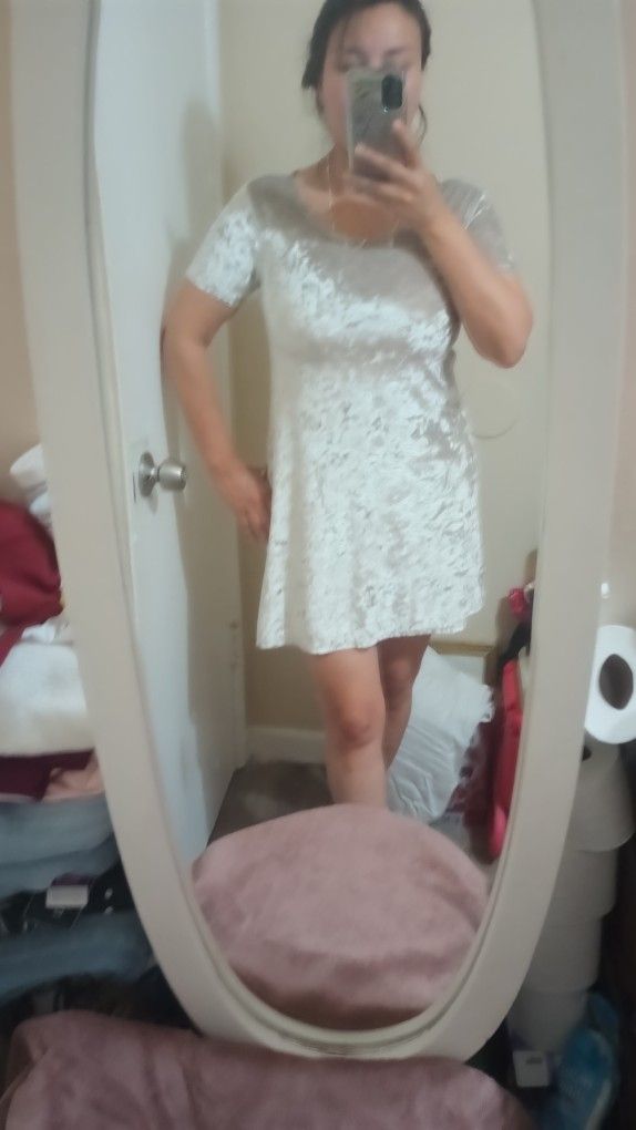 Vintage Grey Velvet Dress S/Vestido Gris S