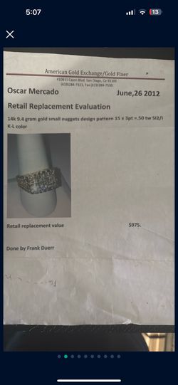 Diamond And 14 K Gold Ring 950 Firm 