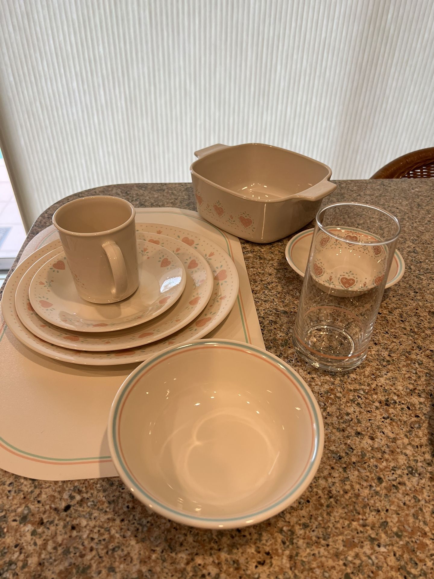 Vintage Collection Corelle 1988 Forever Yours” microwave safe dinnerware; 61 pieces