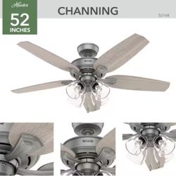 52 in. Hunter Express Indoor Matte Silver Ceiling Fan with Light Kit Included