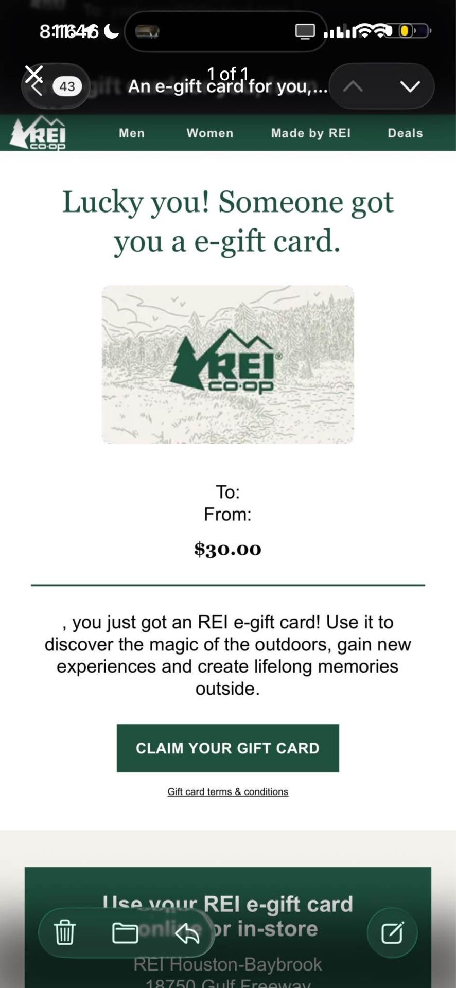 REI gift Card