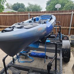 2019 Jackson CoosaFD Pedal Drive Fishing Kayak On A custom dual kayak Trailer.