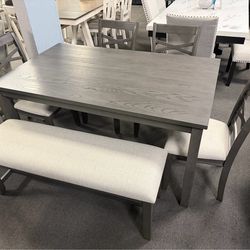 6PC Gray Dining Table Set