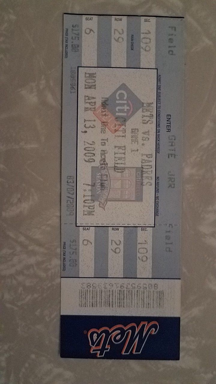 NY Mets Opening Day Citi Field Ticket..04-13-09