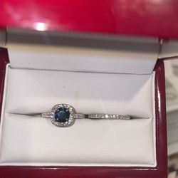 Sapphire And Diamond Bridal Ring Set
