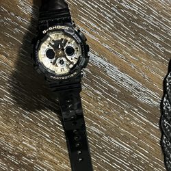 G Shock Black And Gold Watch 
