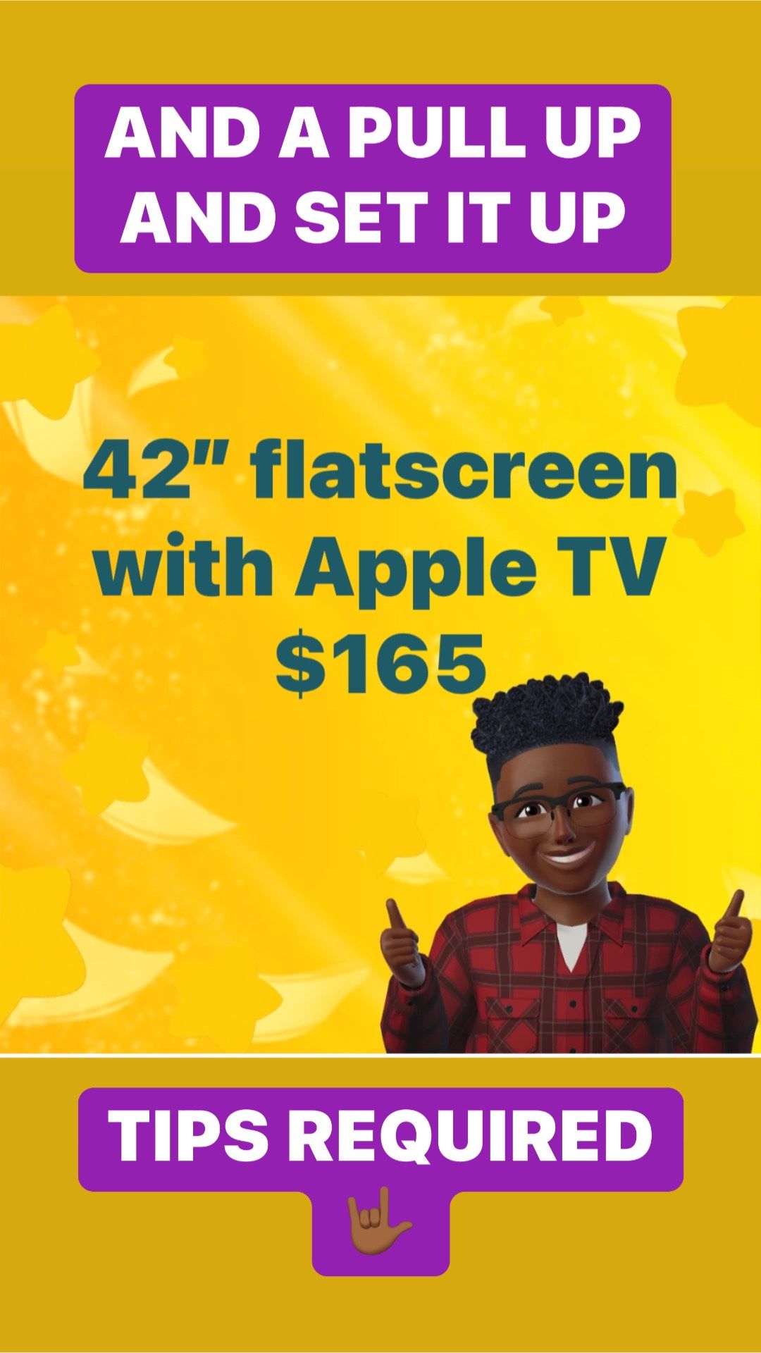 42” Flatscreen With Apple TV $165