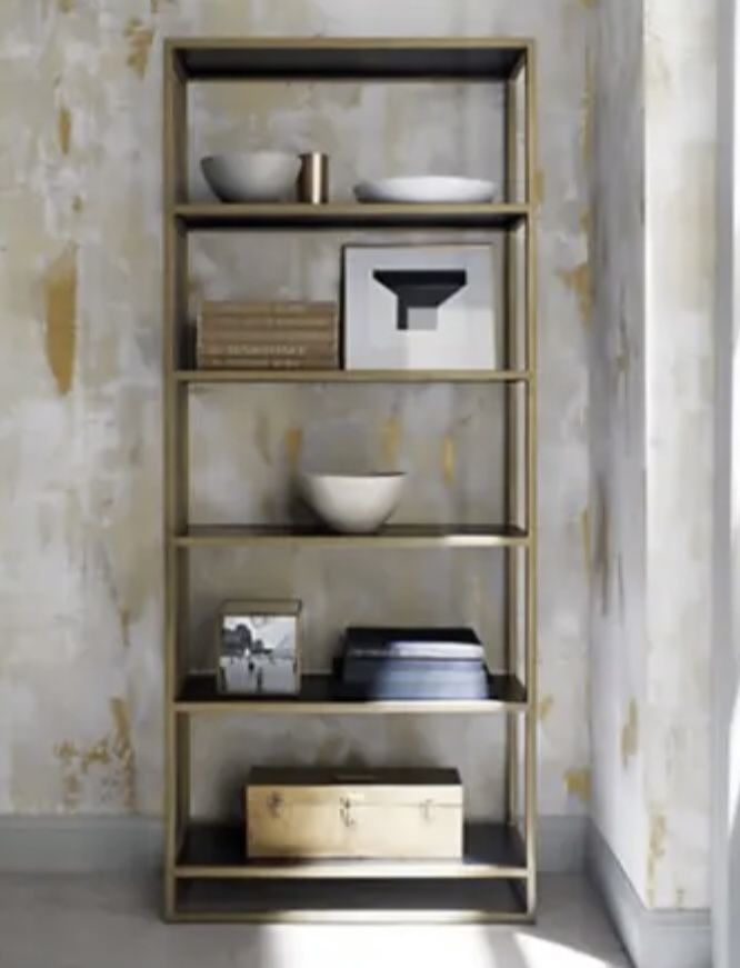 Crate And Barrel Remi High End Metal Bookshelf Bookcase Shelving Unit Plant Stand Storage