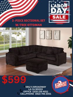 3pcs Sectional with ottaman $50 dollar down with