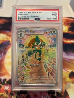 2025 POKEMON BLK EN-BLACK BOLT ILLUSTRATION RARE #090 SIMISAGE PSA 9.
