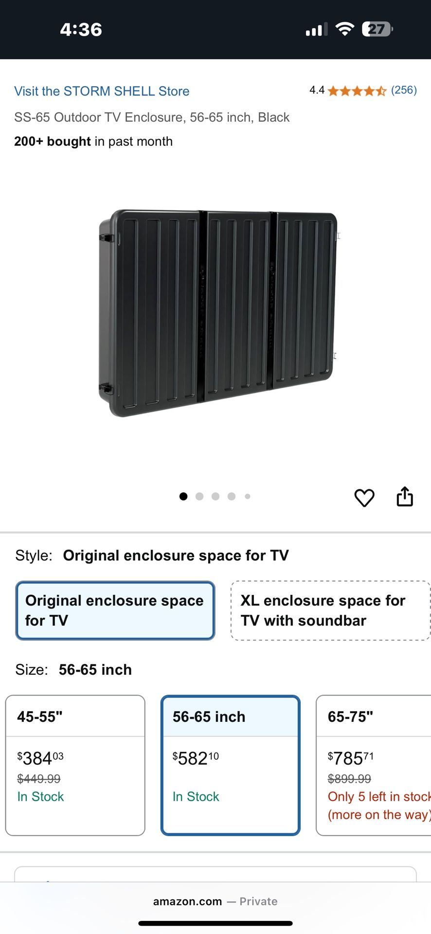 Storm Shell Tv Enclosure 65”