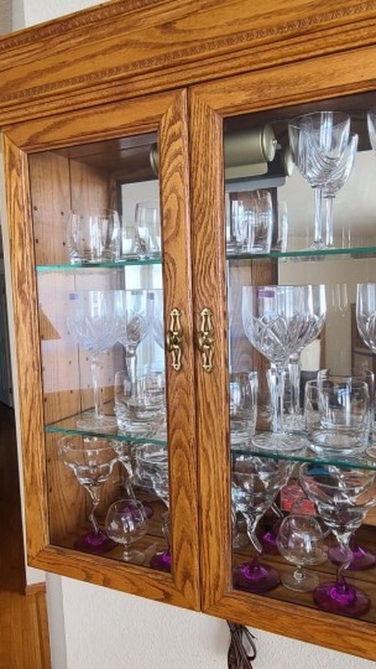Wall Mounted Glass Doors Lighted Cabinet