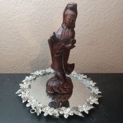 EXQUISITE Carved 7" Boxwood Guanyin, Goddess Of Compassion 
