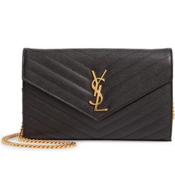 brand new ysl  leather wallet with chain