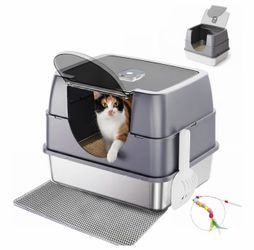 Enclosed Cat Litter Box with Flip-Top Lid,