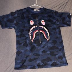 BAPE Navy Color Camo Shark T-Shirt Size XL