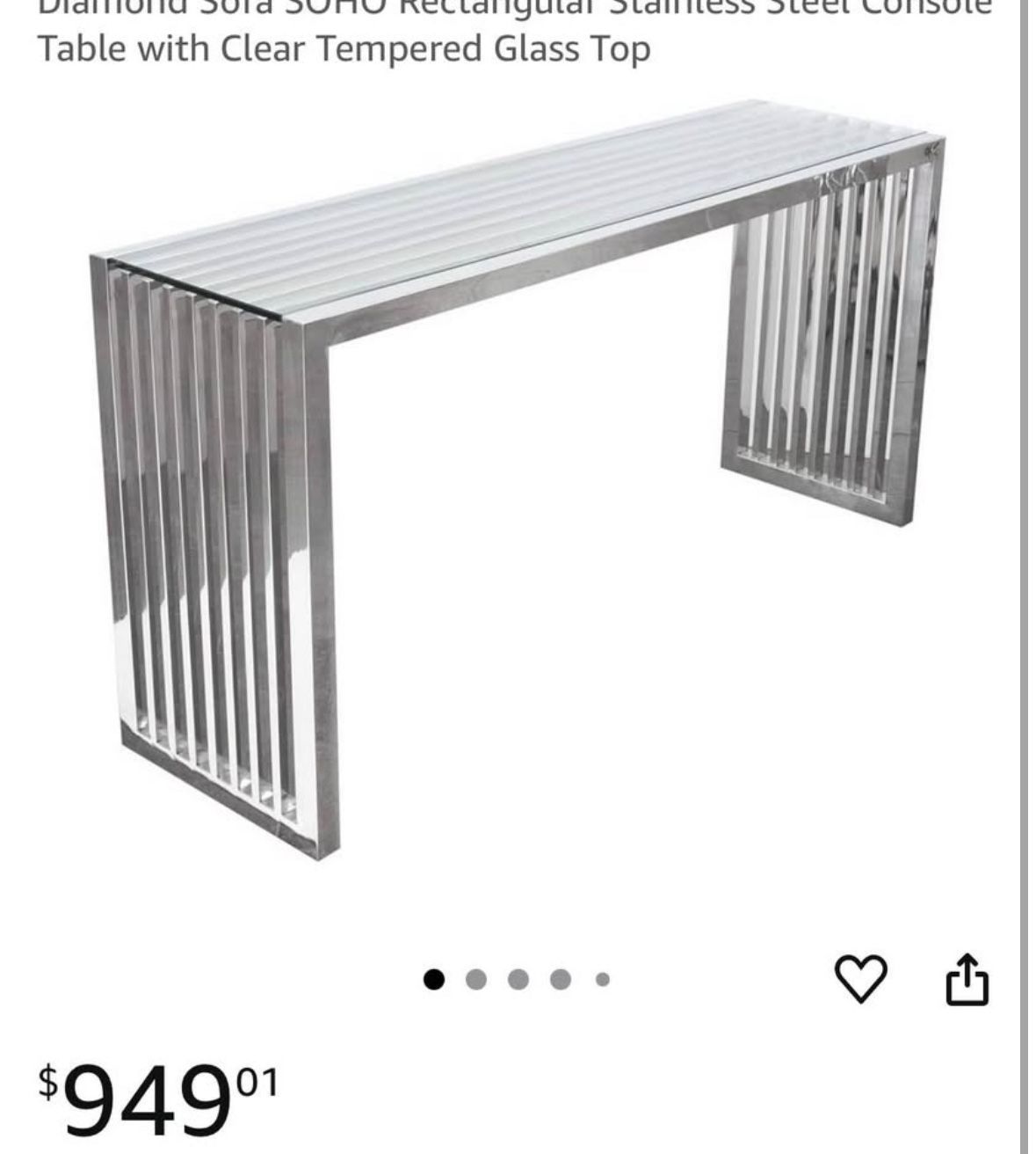 Diamond Sofa SOHO Polished Stainless Steel Console Table – Modern Design