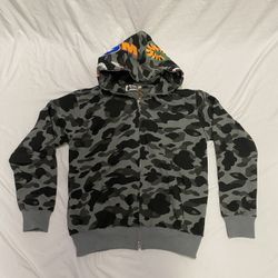 Bape Hoodie Gray Camo Zip Up Size XL