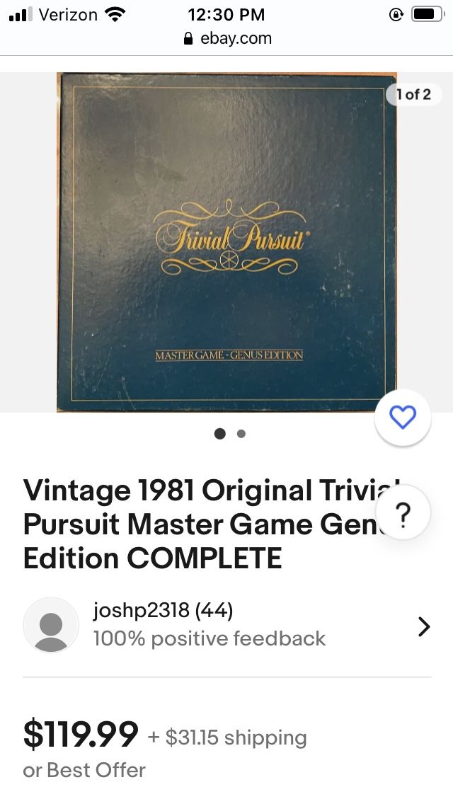 1981 Trivial Pursuit GAME