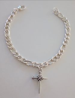 Stainless Steel Chain Bracelet with Nail Cross Charm