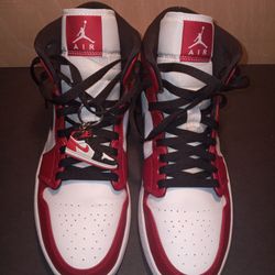 Air Jordan 1 Mid White Gym Red Black Size 11