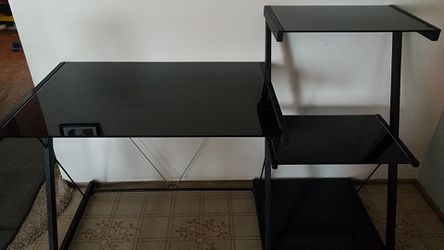 Black glass/metal desk