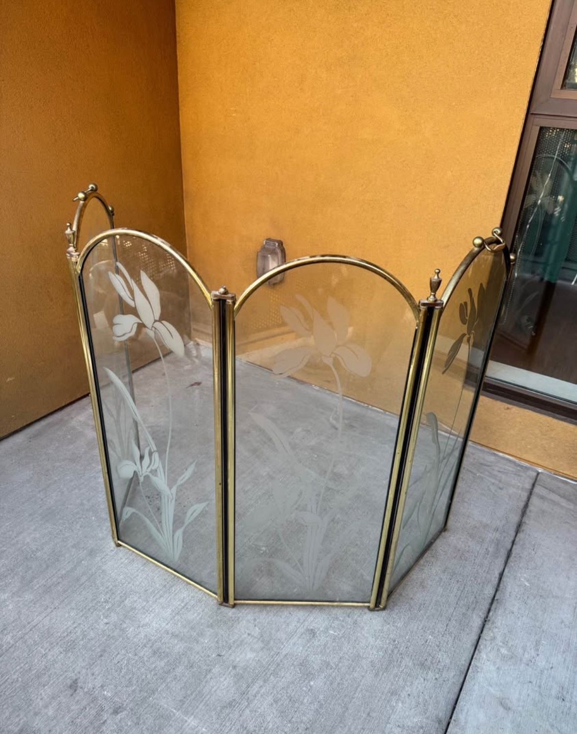 Etched Glass and Brass Fireplace Screen Post Modern 80´s Vintage,All Products : American Fashion Style Bags On Sale
