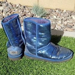 Blue Sequined Uggs, Women's size 8