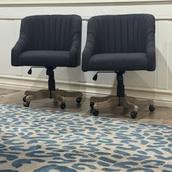 2 Beautiful Charcoal Gray Office Home Swivel Rocking Height Adjustable Chairs 