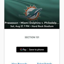 Philadelphia Eagles And Miami Dolphins Fan Last Preseason Game For Pack First Level On Sale