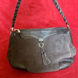 TALBOT BROWN SUEDE braided leather shoulder Bag Purse ‼️ GOOD Condition ‼️16"L x 10"H x 5"W 