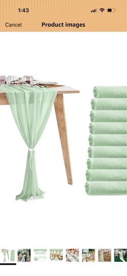 10 Pack 10ft Sage Green Chiffon Table Runners Wedding Table Runner Sheer Romantic Tulle Table Runner for Christmas Wedding Bridal Tea Party Baby Showe