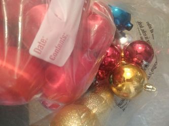 Christmas ornaments bag full and merry Christmas banner